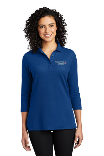 L562 Port Authority Ladies Silk Touch 3/4-Sleeve Polo - OHVI Logo