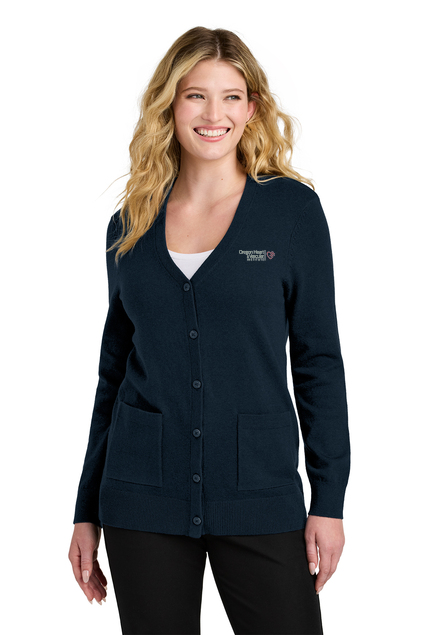 LSW4150 Port Authority Women’s Easy Care Button-Up Cardigan Sweater - OHVI Logo