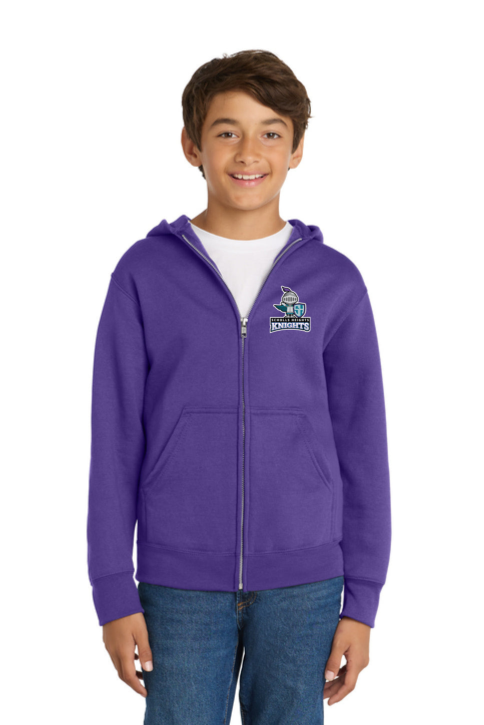 DG3: PC78YZH Port & Co Youth Core Fleece Full-Zip Hooded Sweatshirt
