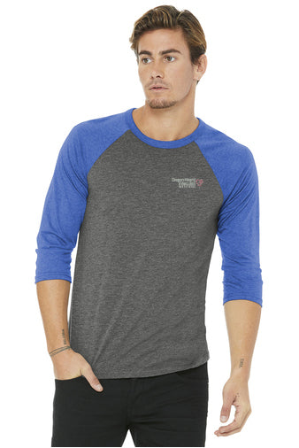 BC3200 BELLA+CANVAS Unisex 3/4-Sleeve Baseball Tee - OHVI Logo