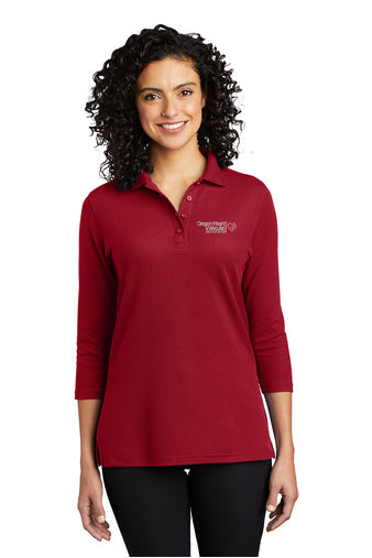 L562 Port Authority Ladies Silk Touch 3/4-Sleeve Polo - OHVI Logo