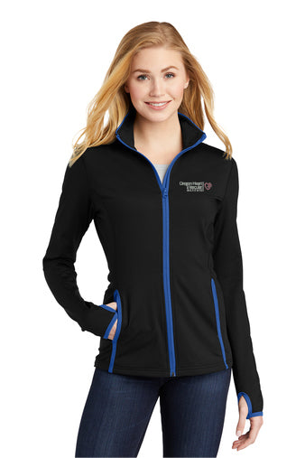 LST853 Sport-Tek Ladies Sport-Wick Stretch Contrast Full-Zip Jacket - OHVI Logo
