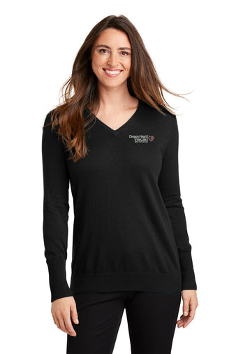 LSW285 Port Authority Ladies V-Neck Sweater - OHVI Logo