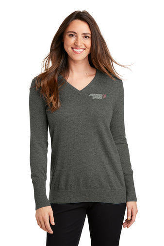 LSW285 Port Authority Ladies V-Neck Sweater - OHVI Logo