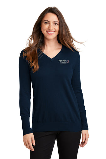 LSW285 Port Authority Ladies V-Neck Sweater - OHVI Logo