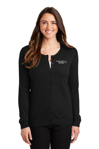 LSW287 Port Authority Ladies Cardigan Sweater - OHVI Logo
