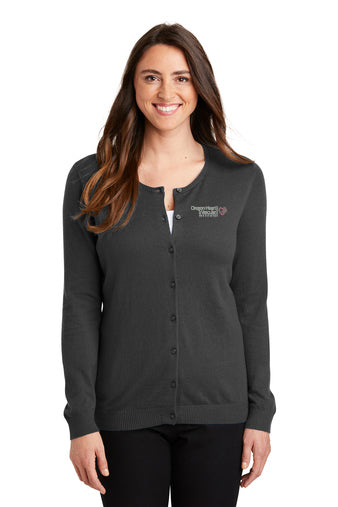 LSW287 Port Authority Ladies Cardigan Sweater - OHVI Logo