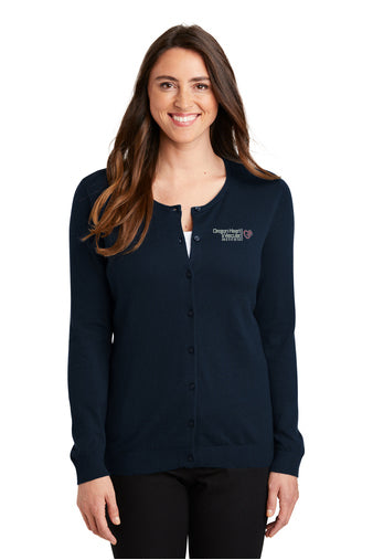 LSW287 Port Authority Ladies Cardigan Sweater - OHVI Logo