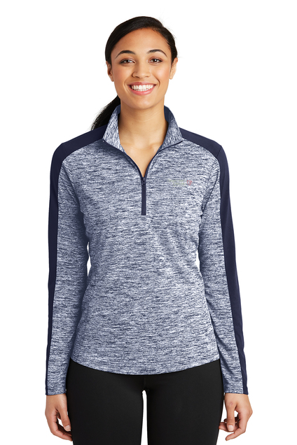 LST397 Sport-Tek Women's PosiCharge Electric Heather Colorblock 1/4-Zip Pullover - OHVI Logo