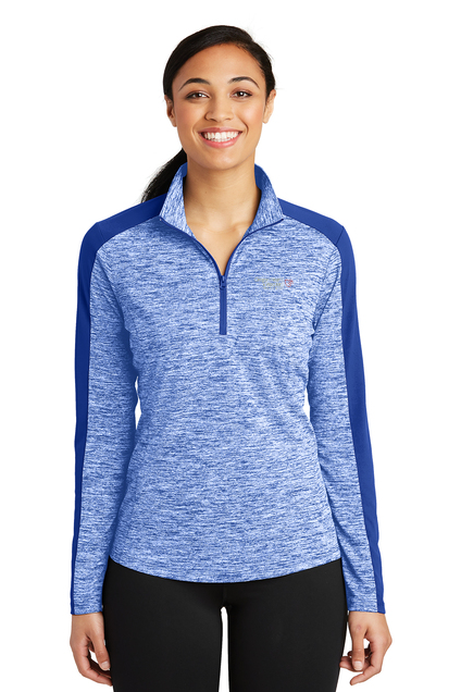 LST397 Sport-Tek Women's PosiCharge Electric Heather Colorblock 1/4-Zip Pullover - OHVI Logo