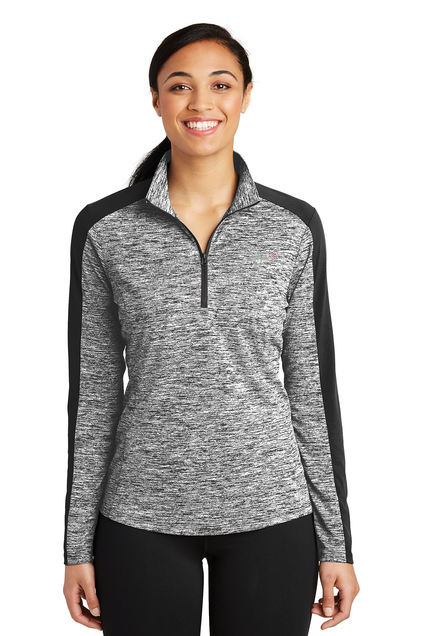 LST397 Sport-Tek Women's PosiCharge Electric Heather Colorblock 1/4-Zip Pullover - OHVI Logo
