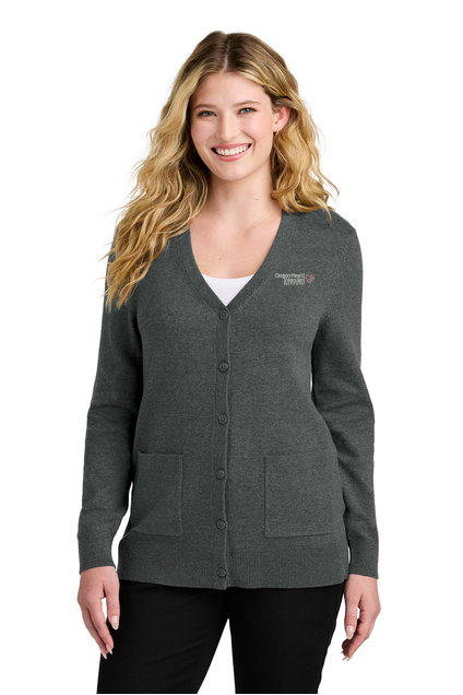 LSW4150 Port Authority Women’s Easy Care Button-Up Cardigan Sweater - OHVI Logo