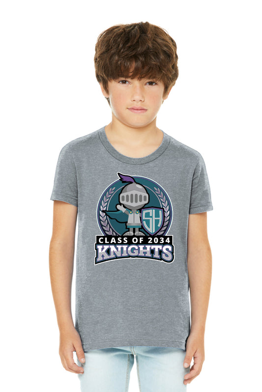 DG4: BC3001YCVC Bella+Canvas Youth Heather CVC Tee (Class of 2034)