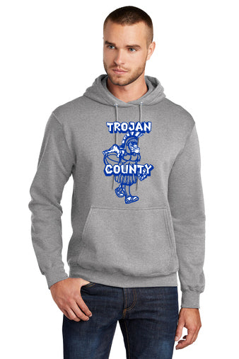 PC78H Port & Company Core Fleece Pullover Hooded Sweatshirt (Trojan County Design)