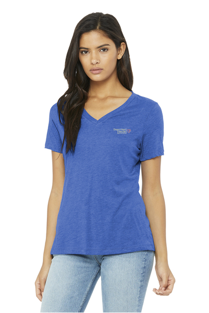 BC6415 Bella Canvas Women’s Relaxed Triblend V-Neck Tee - OHVI Logo
