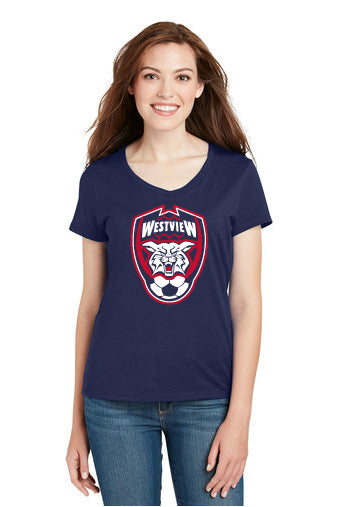 S04V Hanes Ladies Perfect-T Cotton V-Neck T-Shirt