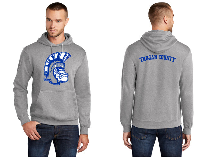 PC78H Port & Company Core Fleece Pullover Hooded Sweatshirt (Trojan Head Design)