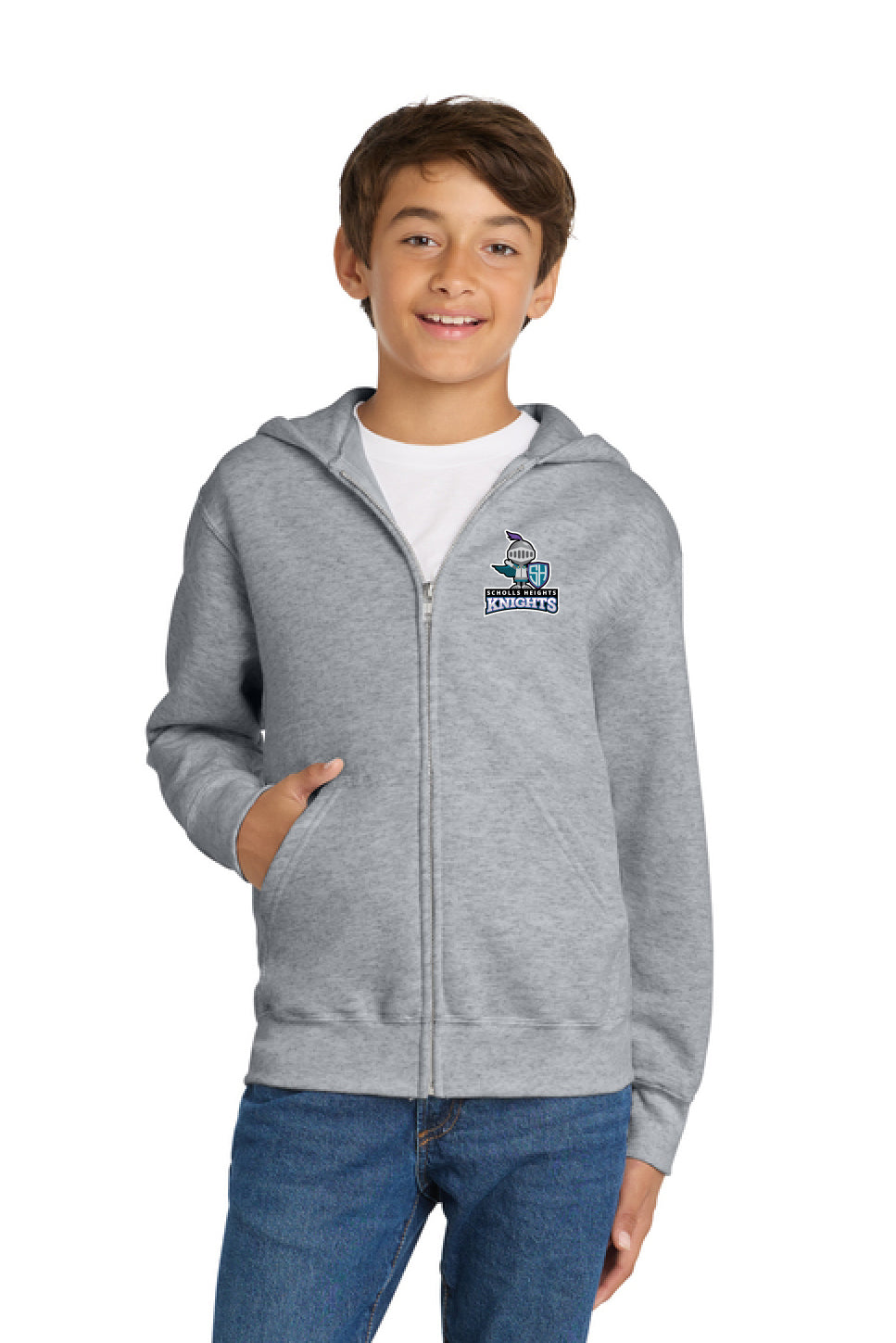 DG3: PC78YZH Port & Co Youth Core Fleece Full-Zip Hooded Sweatshirt