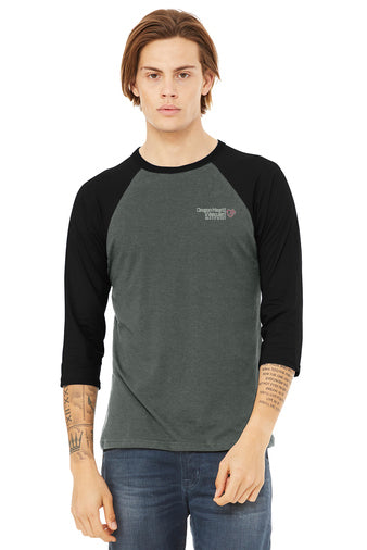 BC3200 BELLA+CANVAS Unisex 3/4-Sleeve Baseball Tee - OHVI Logo