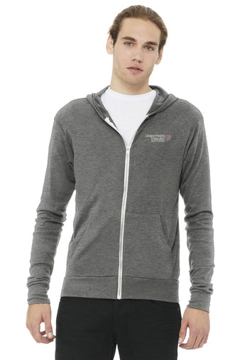 BC3939 BELLA+CANVAS Unisex Triblend Full-Zip Lightweight Hoodie - OHVI Logo