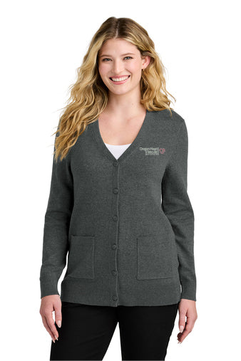 LSW4150 Port Authority Women’s Easy Care Button-Up Cardigan Sweater - OHVI Logo